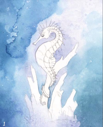 436x535 Learn Watercolor Techniques For Seahorse Painting