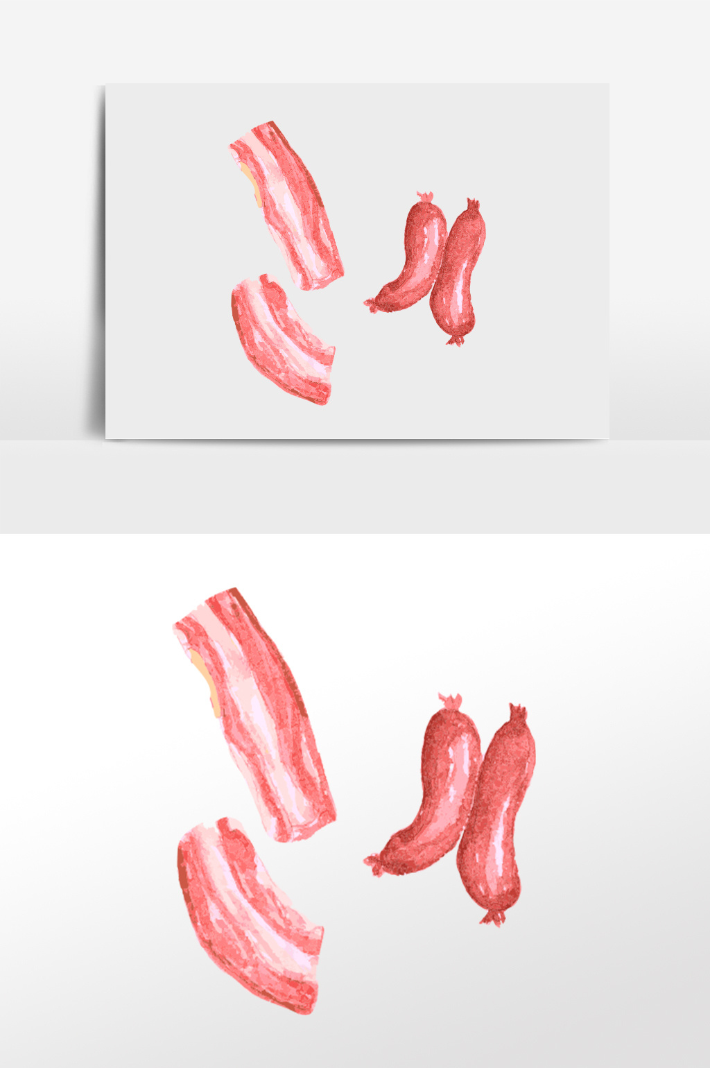 1024x1540 Cartoon Watercolor Bacon Food Illustration Element Free Download