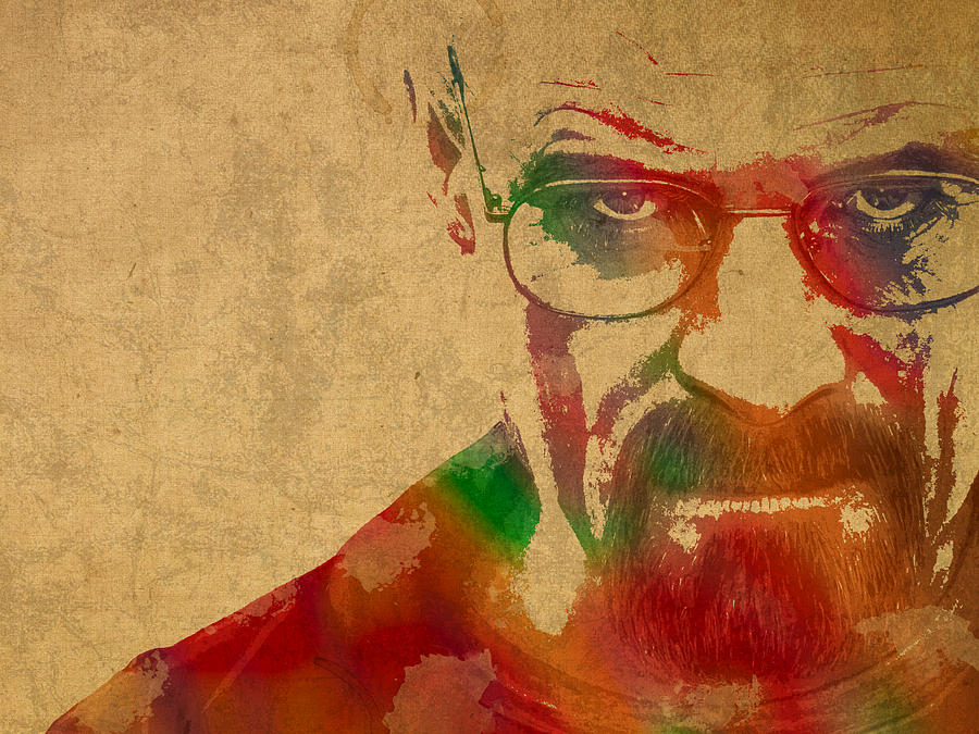 900x675 Walter White Breaking Bad Watercolor Portrait On Worn Distressed