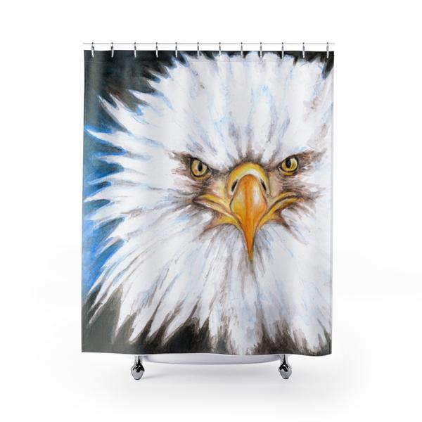 600x600 Bald Eagle Watercolor Art Shower Curtain Seven Sirens Studios