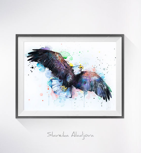 556x604 Bald Eagle Watercolor Painting Print, Watercolour Art