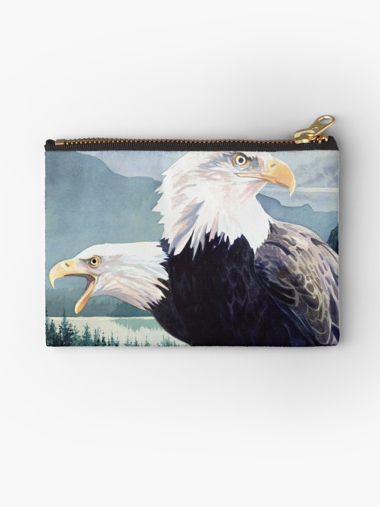 750x1000 Vigilance Bald Eagle Watercolor Studio Pouches By Paul Jackson