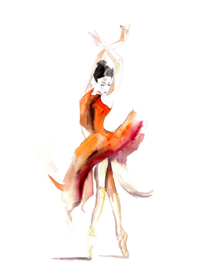 675x900 Ballerina Watercolor Painting