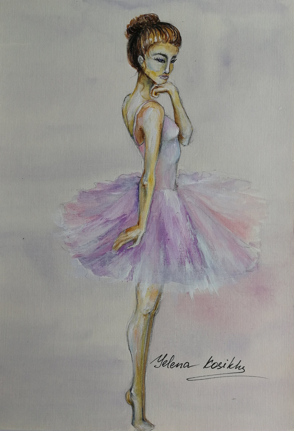 1024x1500 Ballerina Watercolor Painting Yelena Kosikh Official Website