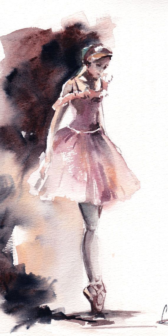 570x1139 Original Watercolor Painting Ballerina Painting By Canotstop