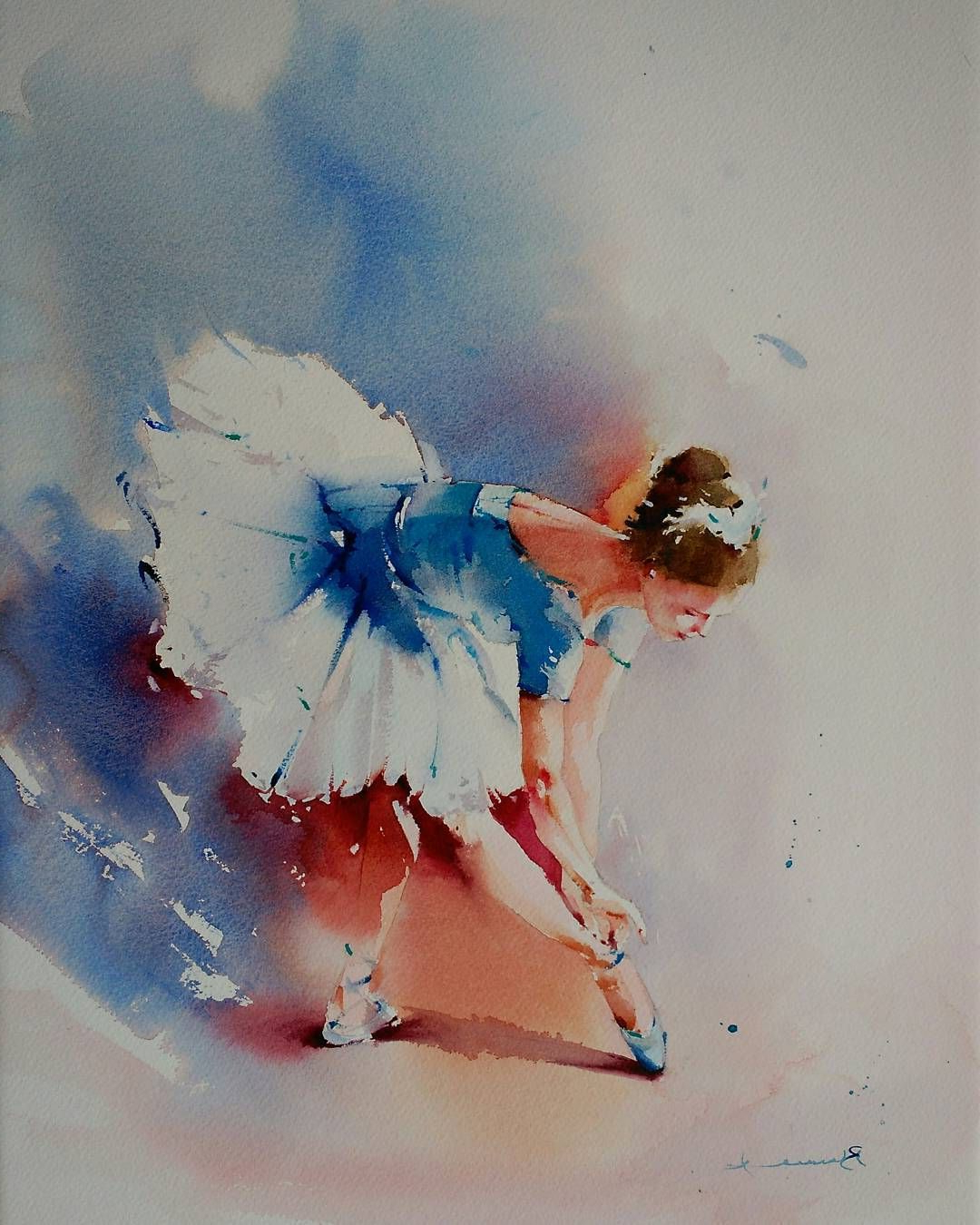 1080x1350 Watercolor Paintings Of Dancers Blue Ballerina