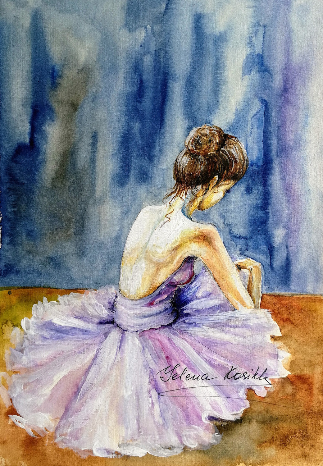1040x1500 Ballerina Watercolor Painting Yelena Kosikh Official Website