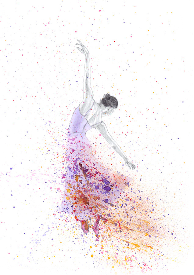 636x900 Ballerina Watercolour Print Original Art For Sale