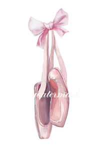 200x300 Ballet Dancer Prima Ballerina Shoes Slippers Watercolor Painting