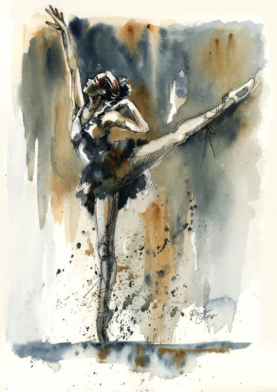 570x806 Original Watercolor Painting Ballerina Dancer Wall Artdecoration