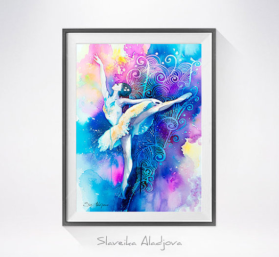 570x525 Ballerina 2 Watercolor Painting Print
