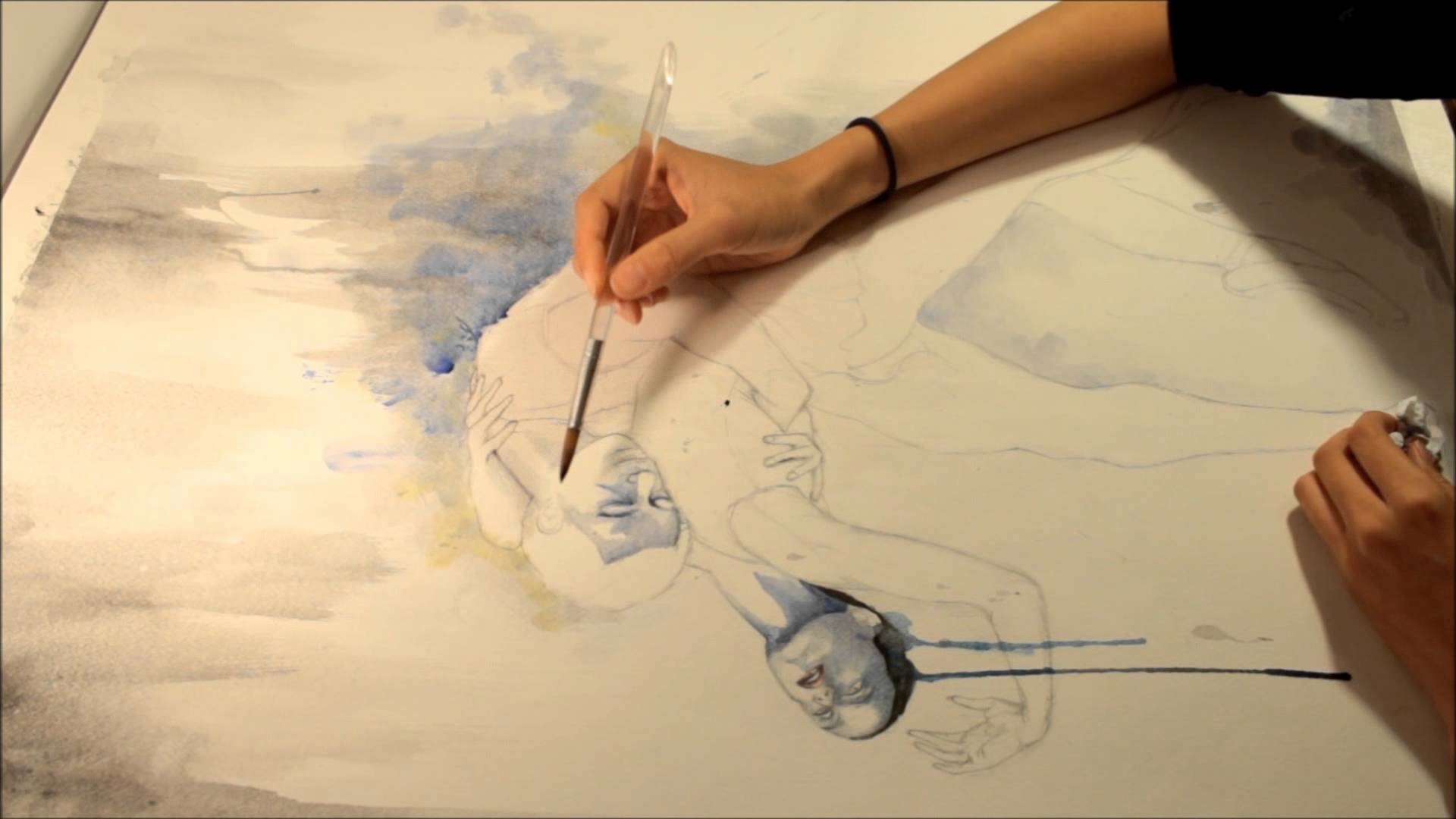 1920x1080 Watercolor Ballet Dancers Speed Up Painting