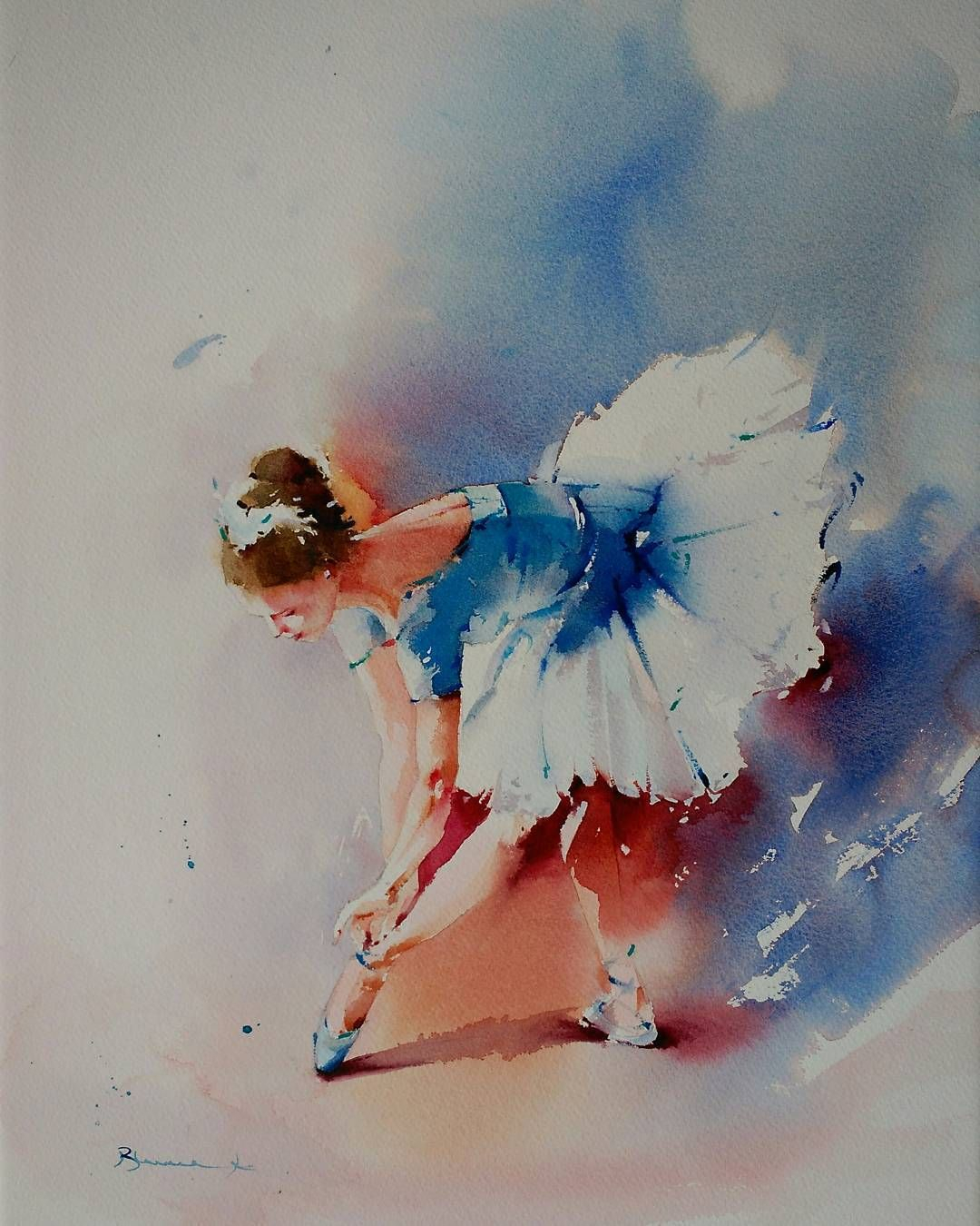 1080x1350 Watercolor Paintings Of Dancers Blue Ballerina