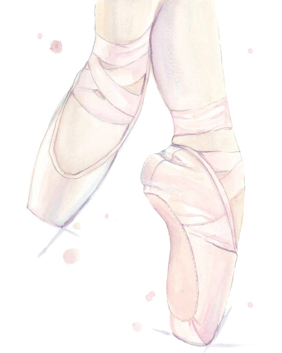 570x713 Ballet Shoes Illustration Print, Fashion Wall Art, Giclee Art