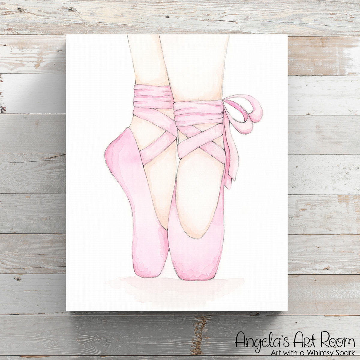 1200x1200 Ballet Slippers Watercolor Flower Canvas Print Pink Etsy