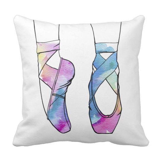 540x540 Cute Watercolor Dancing Ballet Shoes For Ballerina Throw Pillow