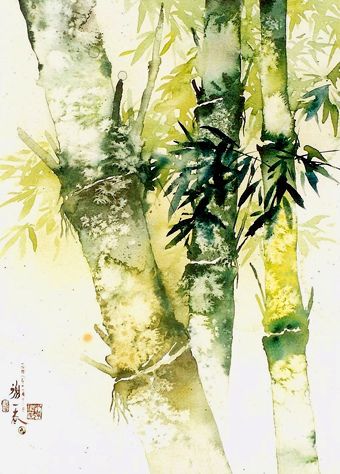 340x474 Bamboo Forest Watercolor Chinese Arts