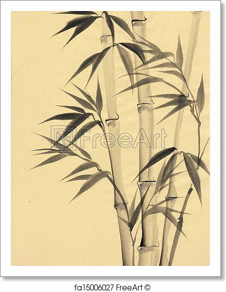 450x580 Free Art Print Of Watercolor Painting Of Bamboo. Original Art