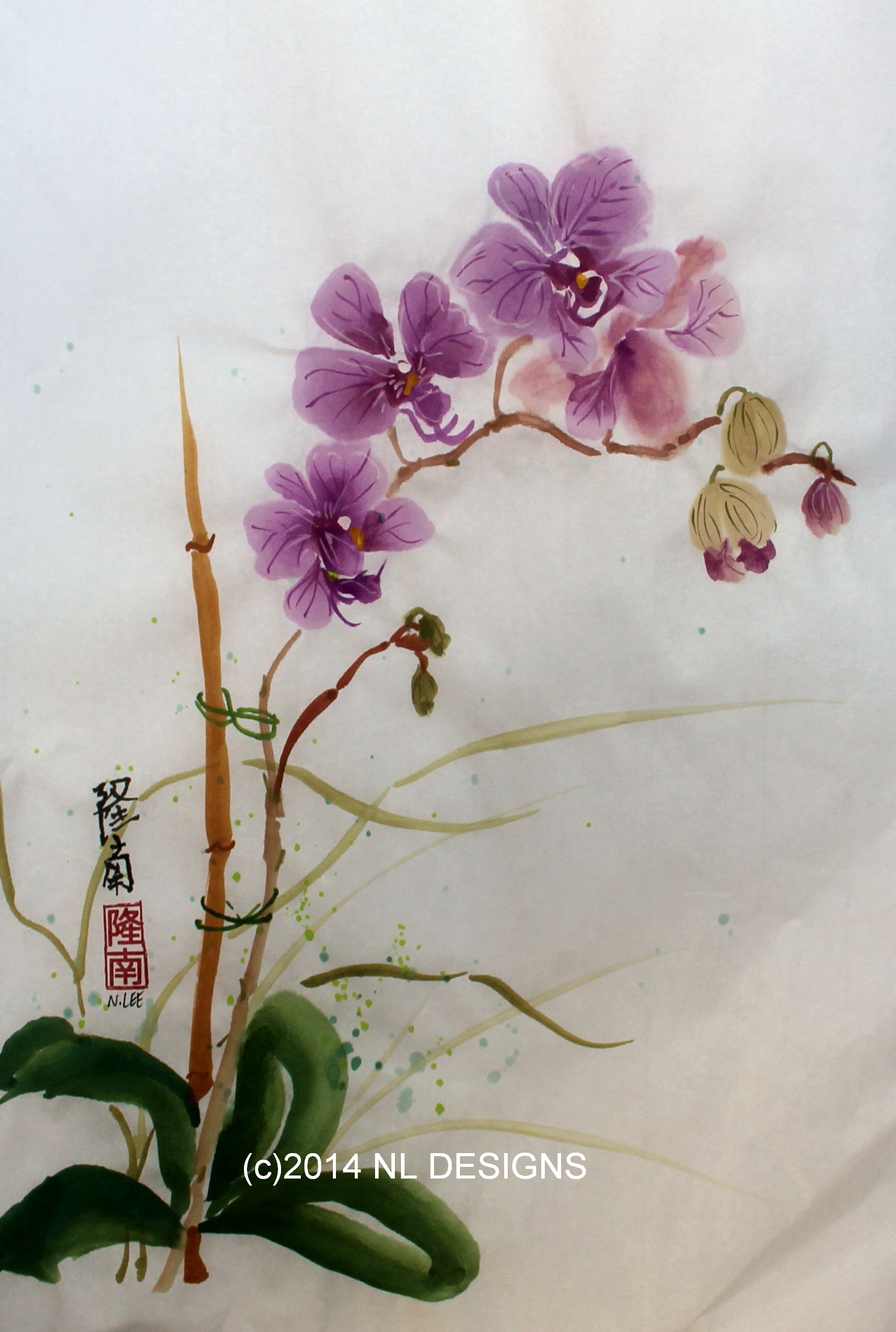 1763x2621 Orchid Flowers On A Bamboo Stake Painting Nldesignsbythesea