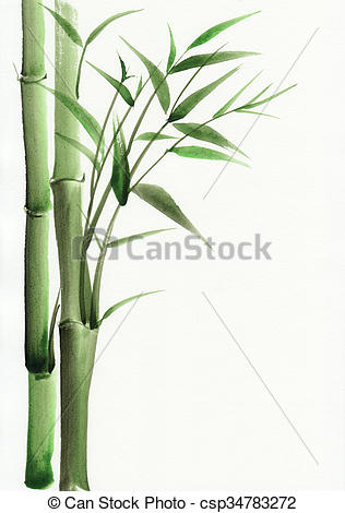 316x470 Bamboo Watercolor Painting. Bamboo Original Watercolor Painting