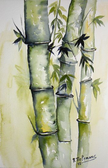 355x550 Bamboo Akvarel Watercolor, Paintings And