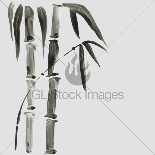 500x500 Bamboo In Japanese Style. Watercolor Hand Painting Illust... Gl