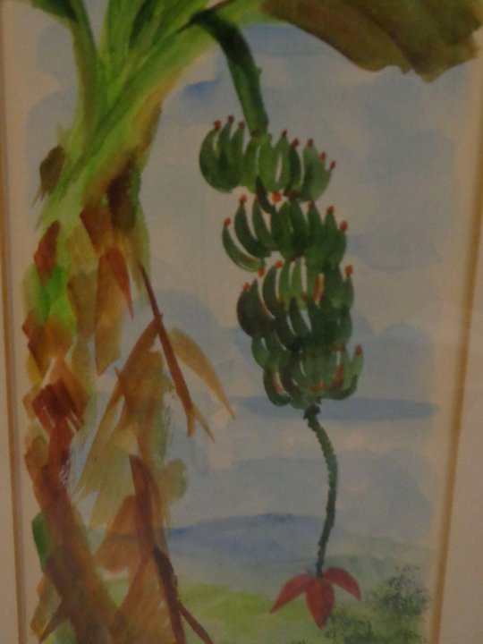 540x720 Vintage Original Watercolor Painting Banana Tree By R Morales Of