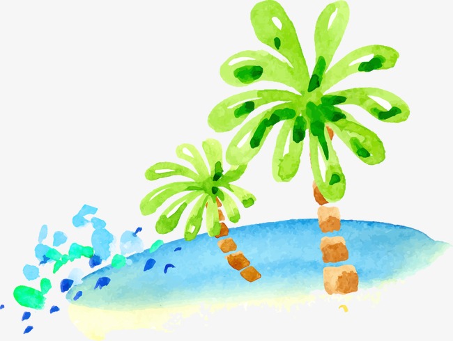 650x490 Watercolor Beach Banana Tree, Watercolor, Sandy Beach, Banana Tree