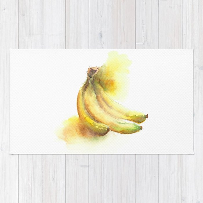 700x700 Banana Watercolor Painting Rug By Youxiang Society6