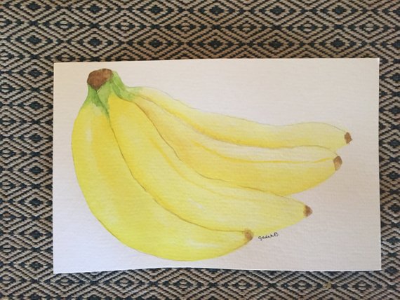 570x428 Banana Watercolor Etsy