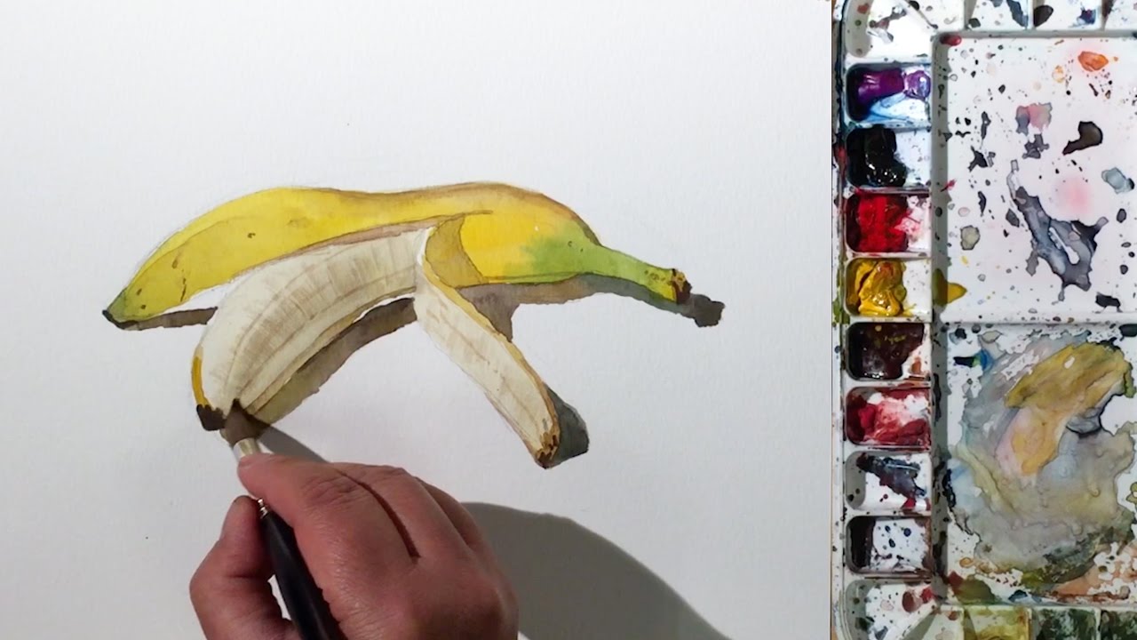 1280x720 How To Paint A Peeled Banana In Watercolor