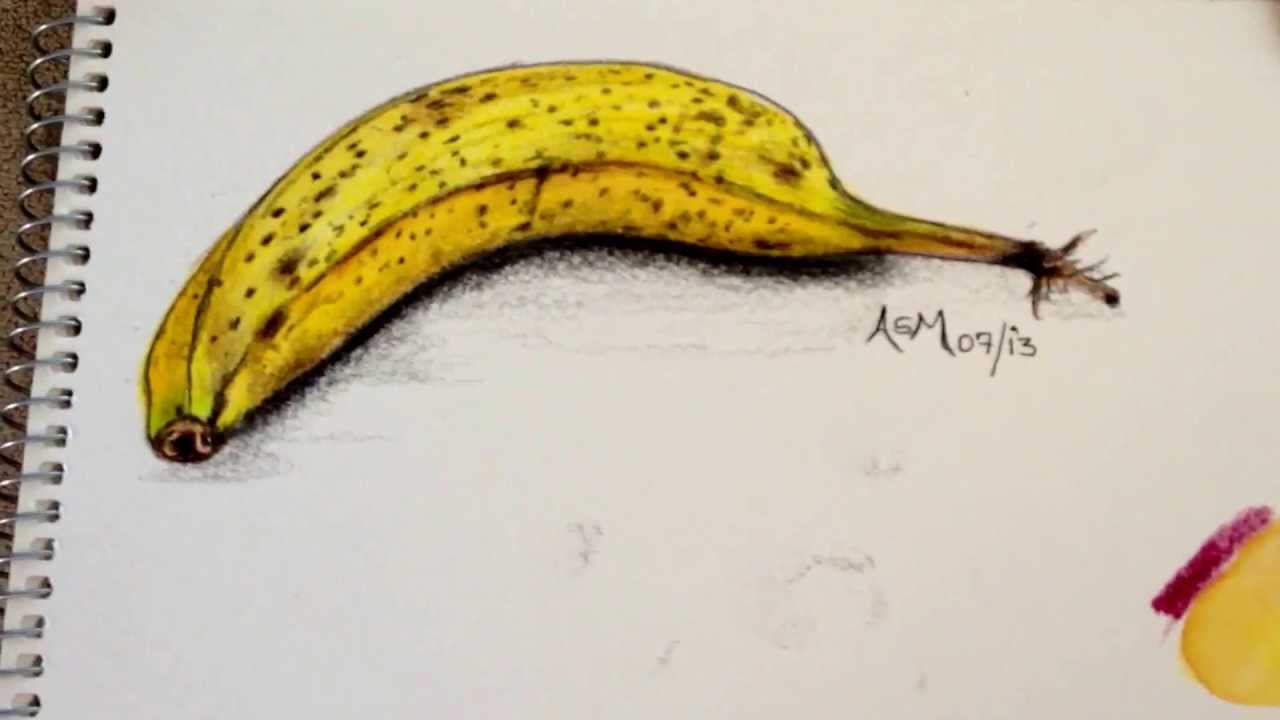 1280x720 Painting A Watercolour Banana With Pencils (Faber Castell
