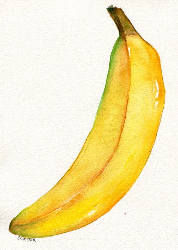 570x800 Yellow Banana Watercolor Painting Original 5 X 7 Banana