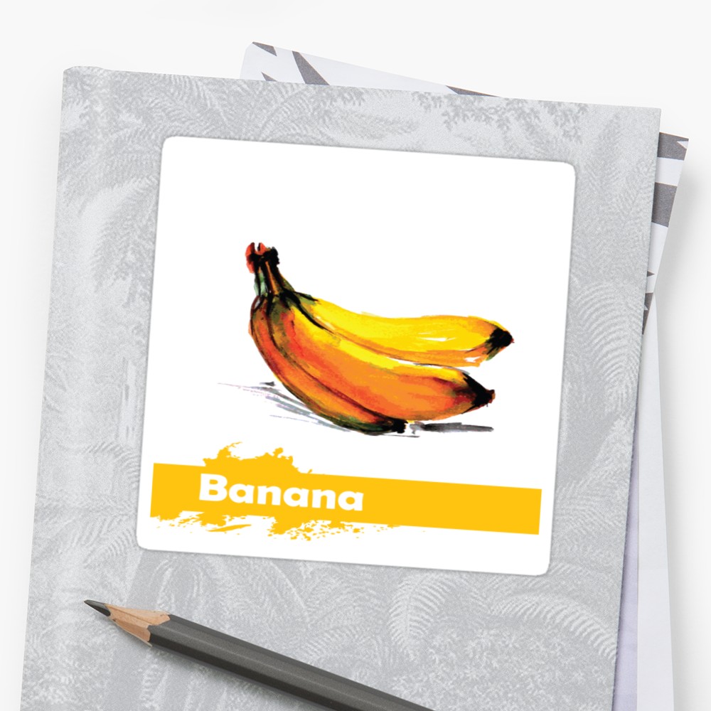 1000x1000 Fruit Banana. Watercolor Hand Drawing. Stickers By Naum100