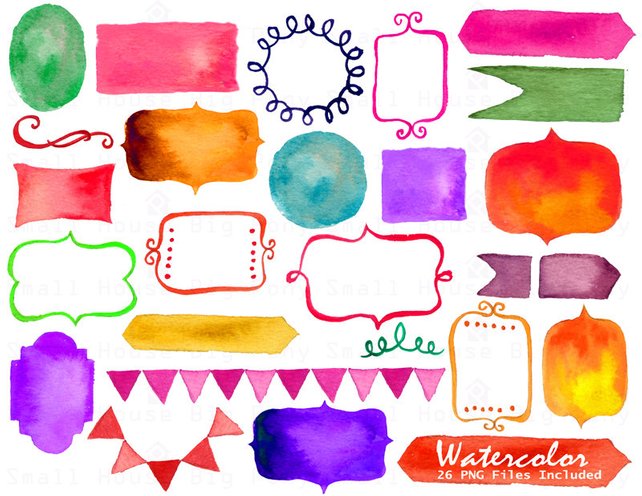 642x496 Frame Clipart Clipartpng Digital Frames Watercolor Banner Etsy