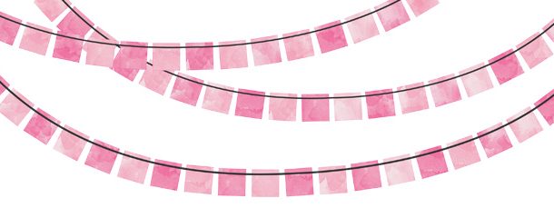 610x229 Pink Watercolor Bunting Banner Clipart Pack