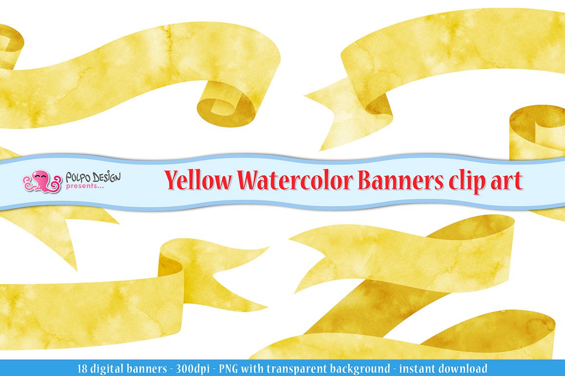 1158x772 Yellow Watercolor Banner Clip Art