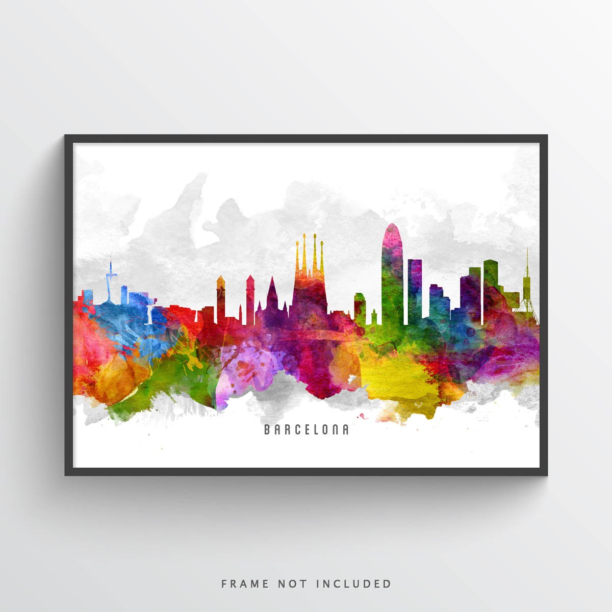 1200x1200 Barcelona Watercolor Skyline Art Print