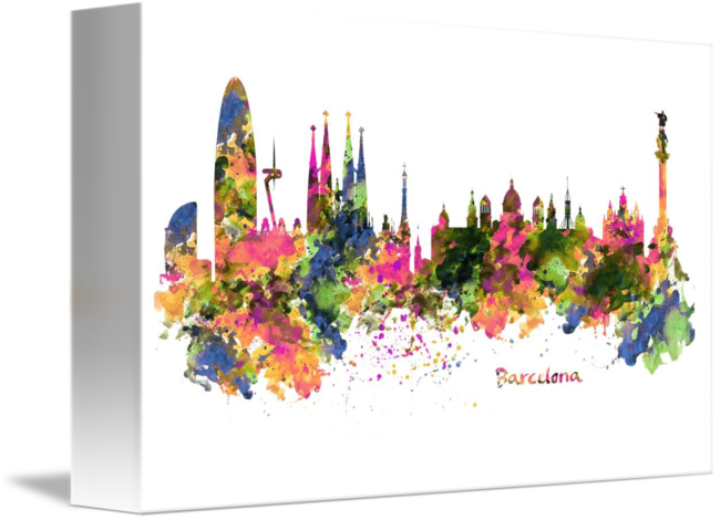 650x470 Barcelona Watercolor Skyline By Marian Voicu