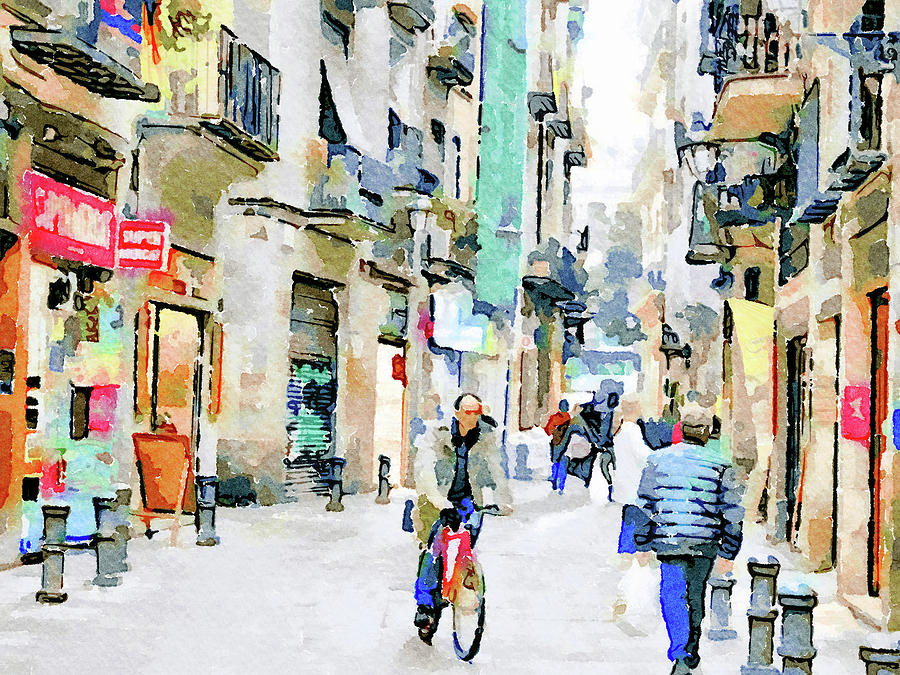 900x675 Barcelona Watercolor Streets 30 Digital Art By Yury Malkov