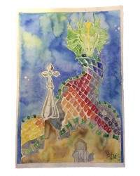 200x250 Watercolor. House With Dragon, Barcelona