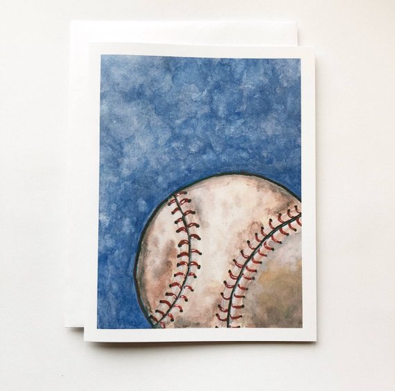 570x563 Baseball Watercolor Card Etsy