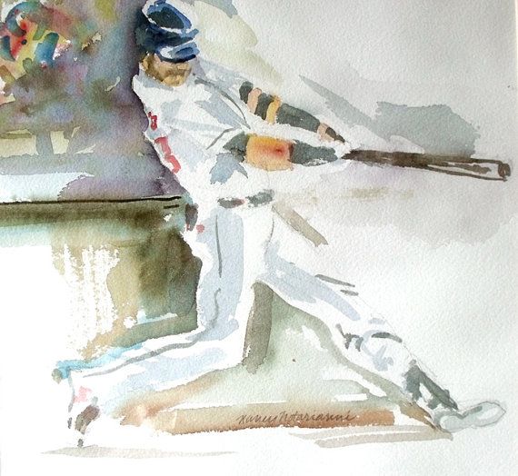 570x524 Baseball Watercolor Drawing Amp Illustration Fiber Arts Glass Art