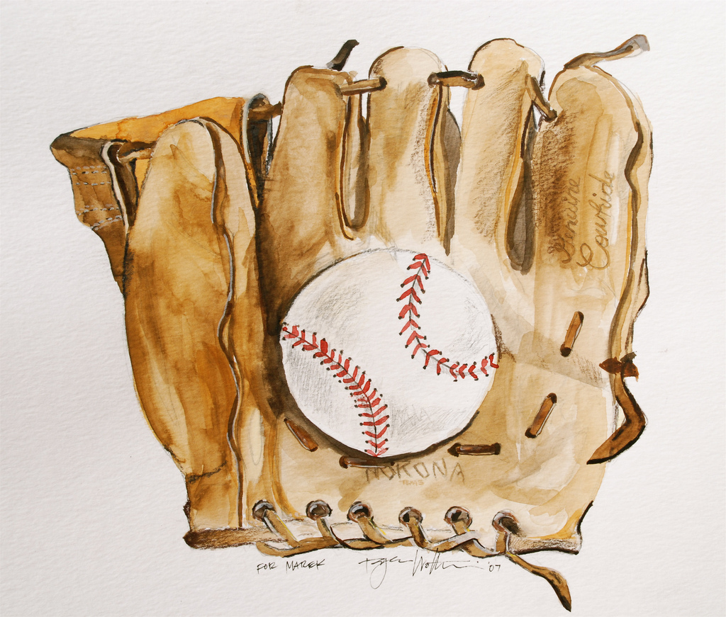 1024x871 Baseball Glove Watercolor I Just Painted This For My New