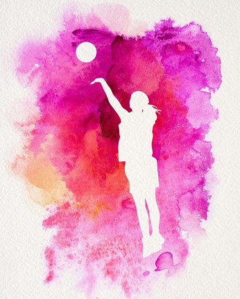 346x432 Basketball Girl Watercolor Silhouette Inverted Part Iv Fine Art