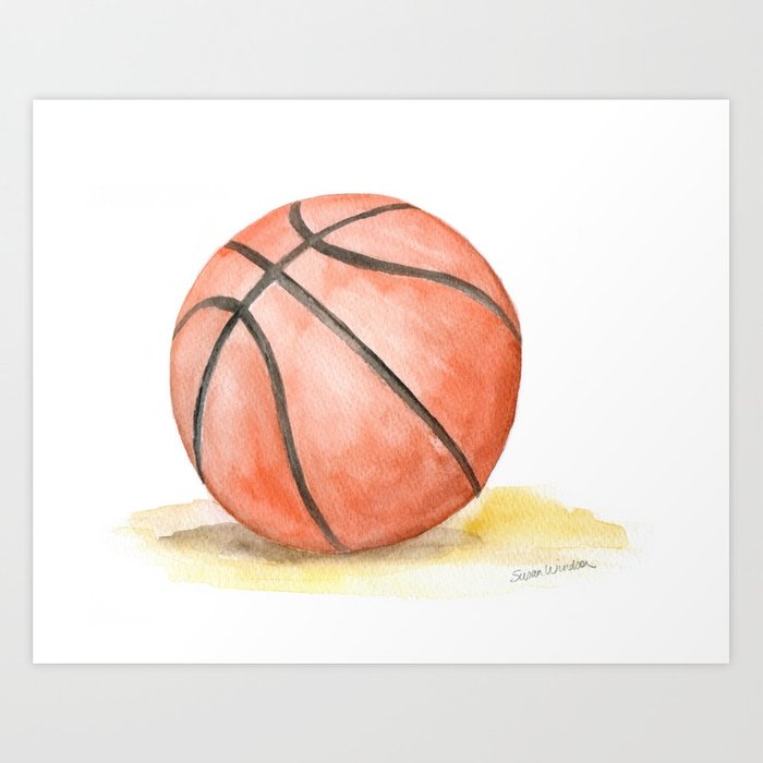 700x700 Basketball Watercolor Art Print By Susanwindsor Society6