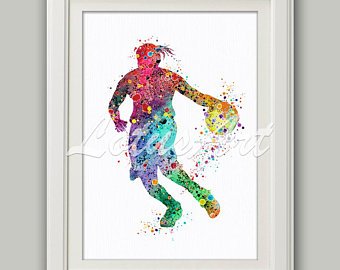 340x270 Basketball Print, Room Basketball Watercolor Sports Etsy