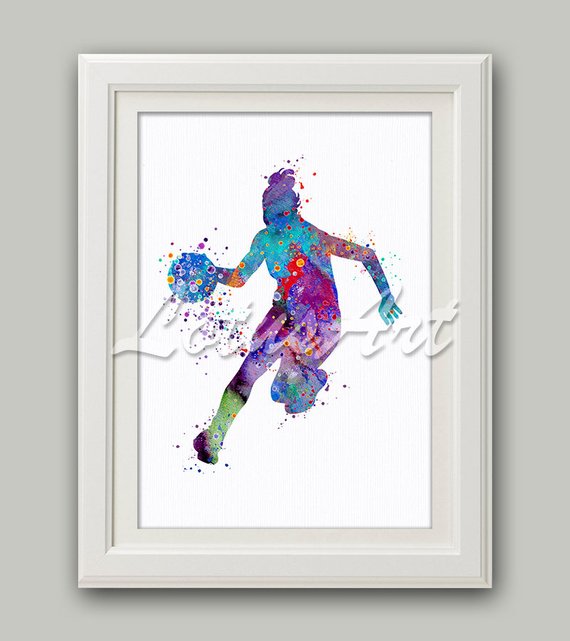 570x641 Girl Basketball Watercolor Print Basketball Poster Basketball Etsy
