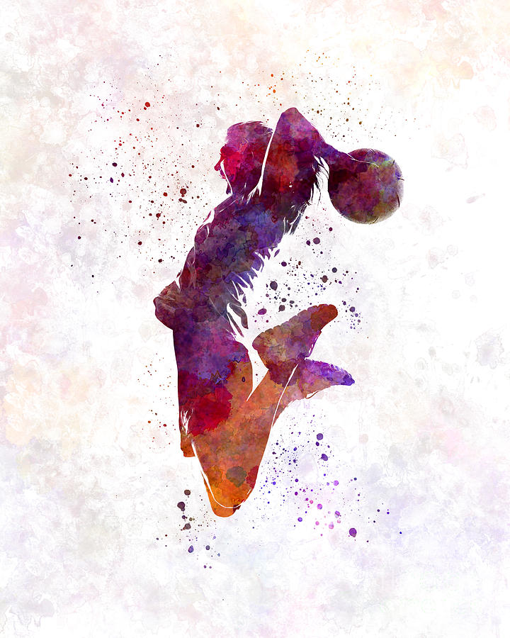 720x900 Young Woman Basketball Player 01 In Watercolor Painting By Pablo