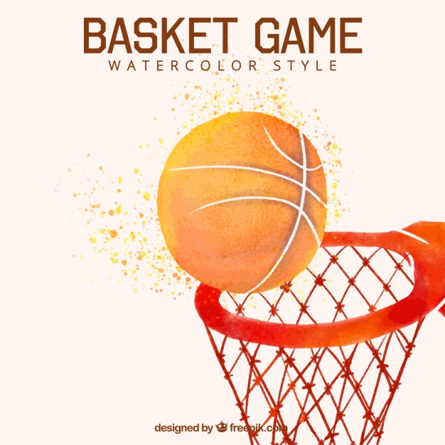 626x626 Ball Background With Watercolor Basketball Basket Vector Free